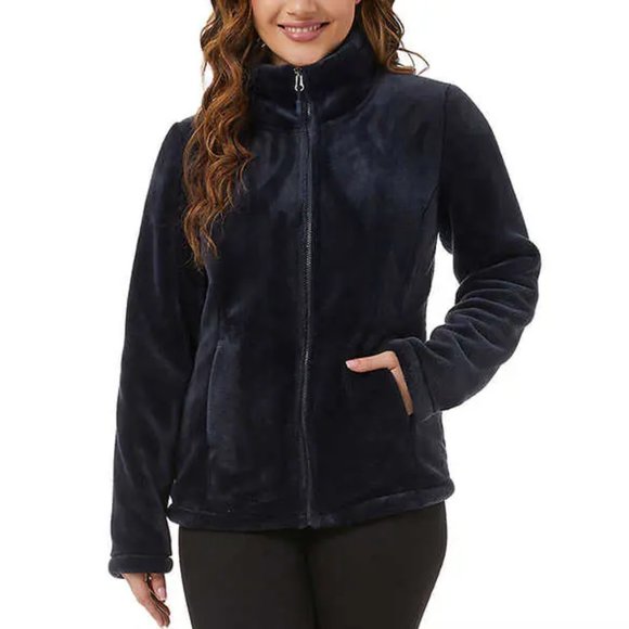 NWoT 32 Degrees Heat Women's Plush Faux Fur Teddy Jacket Blue Size L $80 Z880 - Picture 1 of 5